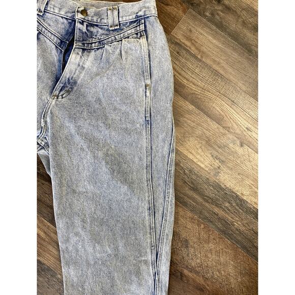 Vintage 80's Lee Acid Wash High Waisted Tapered Leg Denim Jeans - Picture 7 of 7